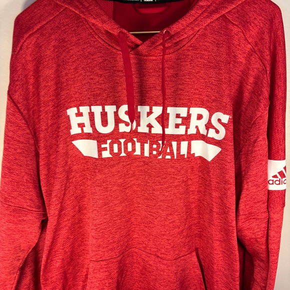 Adidas‎ Nebraska Huskers Football Hoodie Red Men's 2XLT - Picture 2 of 6